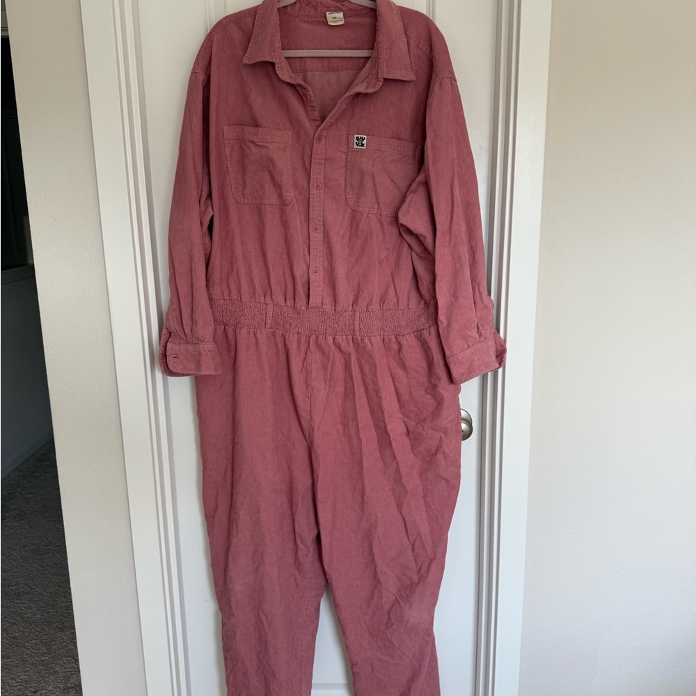 Lucy & Yak pink corduroy jumpsuit organic cotton boilersuit long sleeve plus 3X